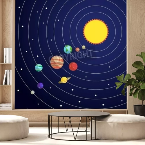 Fototapete Sonnensystem wie märchenhafte Illustration