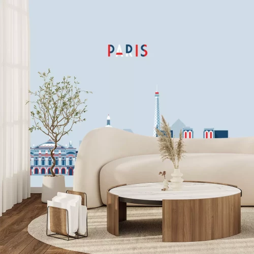 Sticker Paris France city skyline vector Flat trendy