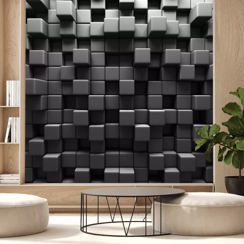 Fototapete Eine Wand aus schwarzen Würfeln