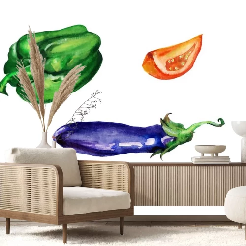 Sticker Gemüse Paprika Tomate und Aubergine