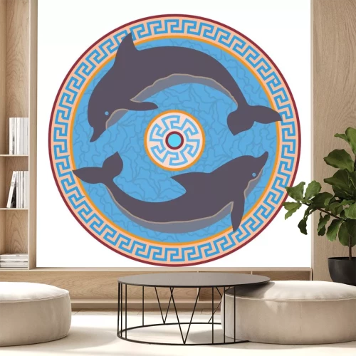 Sticker Delfine auf einem griechischen Mosaik