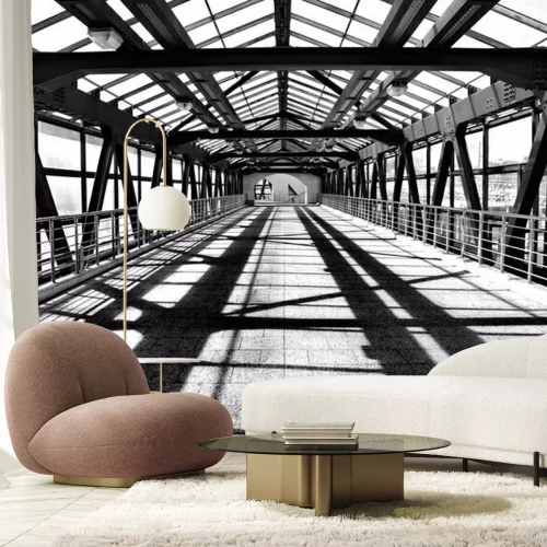 Fototapete Schwarzweiße Eisenbrücke