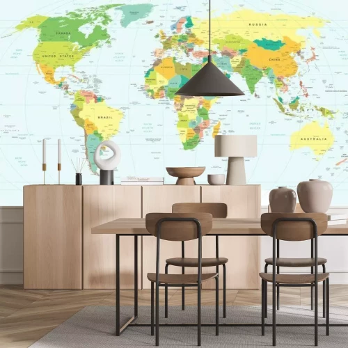 Fototapete Weltkarte mit Länderbezeichnungen