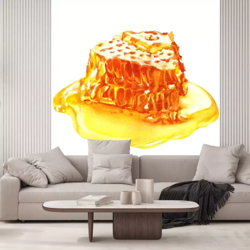 Sticker Mit Aquarell gemalte Honigwabe