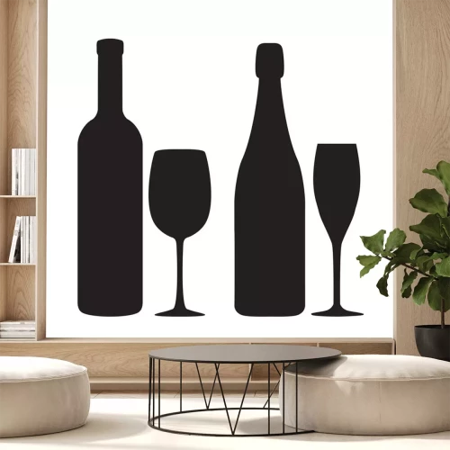 Sticker Zwei Flaschen und zwei Gläser Grafik