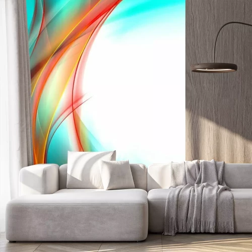 Fototapete Abstrakte orange Welle mit Türkis