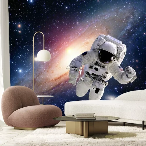 Sticker Astronaut im Weltraum vor dem Hintergrund einer Galaxie