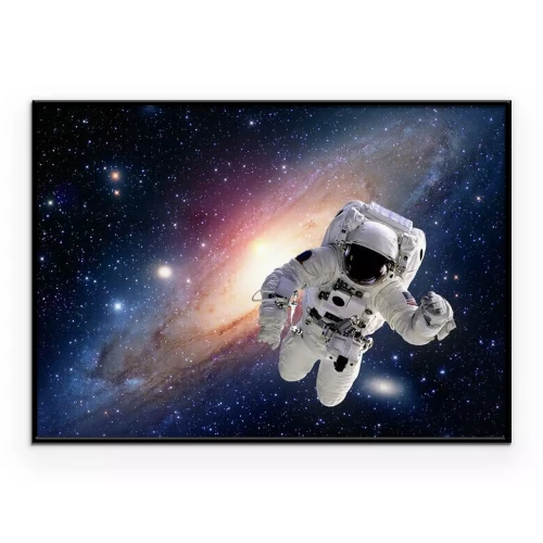 Poster Astronaut im Weltraum vor dem Hintergrund einer Galaxie