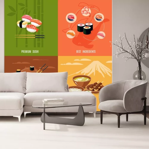 Sticker Sammlung von Grafiken zum Thema Sushi