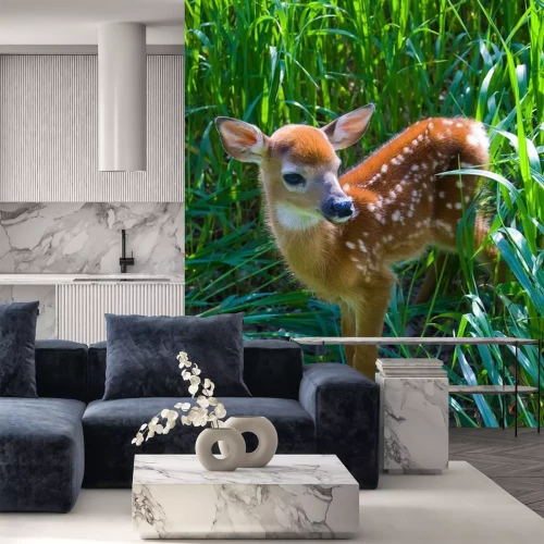 Sticker Tiere Wald Reh zwischen hohen Gräsern