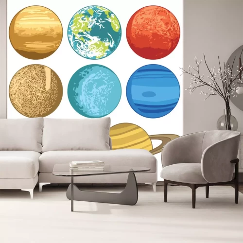 Sticker Planeten Sonnensystem minimalistische Grafiken