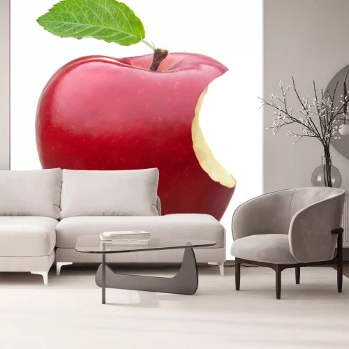 Sticker Angebissener Apfel auf weißem Hintergrund