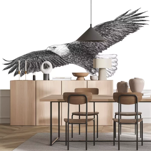 Sticker Monochromatisches Muster mit einem Vogel