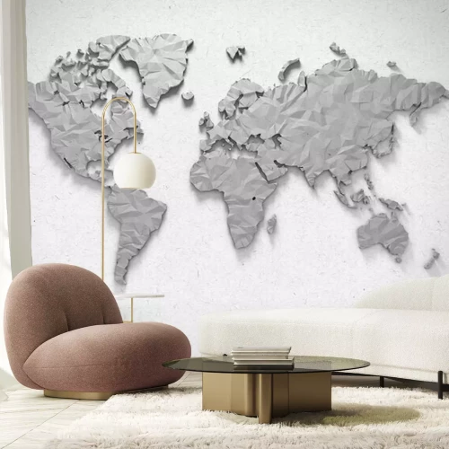 Fototapete Eine Weltkarte im Origami-Stil mit 3D-Effekt