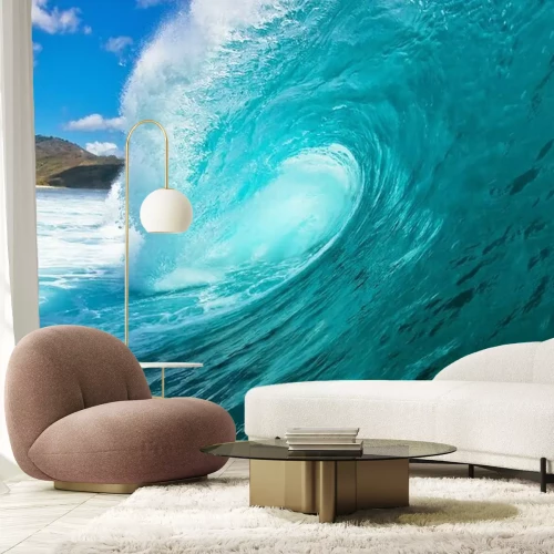 Fototapete Türkisfarbene Welle auf See