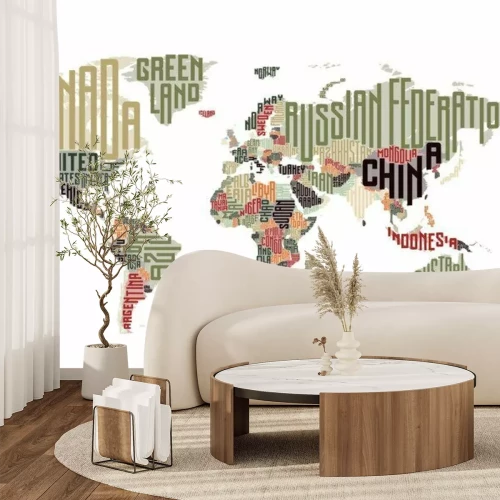 Fototapete Weltkarte mit Ländernamen