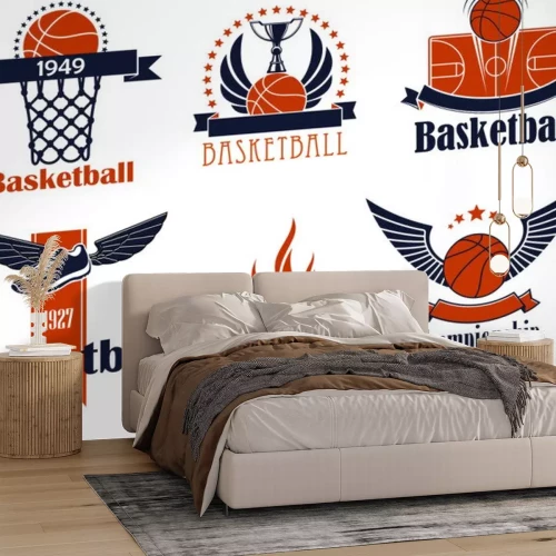 Sticker Basketball-Sportikonen mit Spielgegenständen