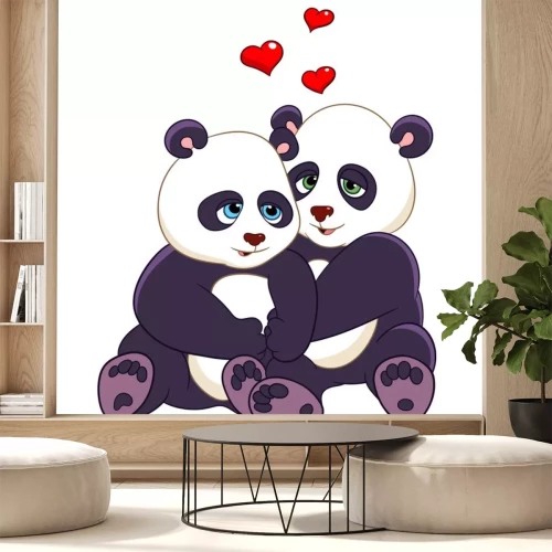 Sticker Pandabären kuscheln miteinander