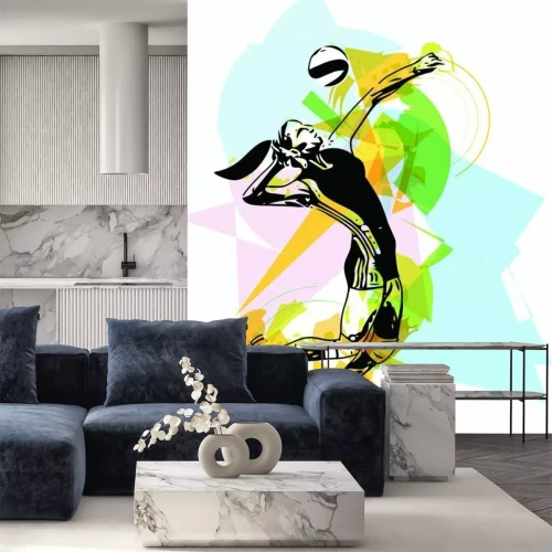 Sticker Illustration der Volleyball-Spieler Spiel