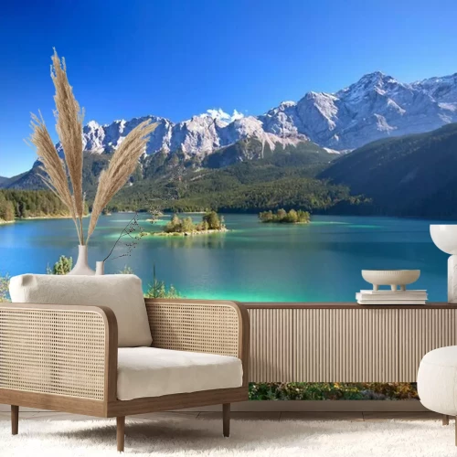 Fototapete Berge und türkisfarbener See