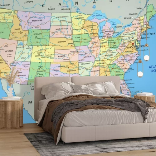 Sticker Vereinigte Staaten von Amerika - sehr detaillierte editierbare politische Karte mit Beschriftung.