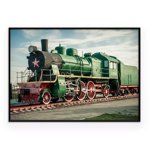 Poster Dampflokomotive am Bahnhof