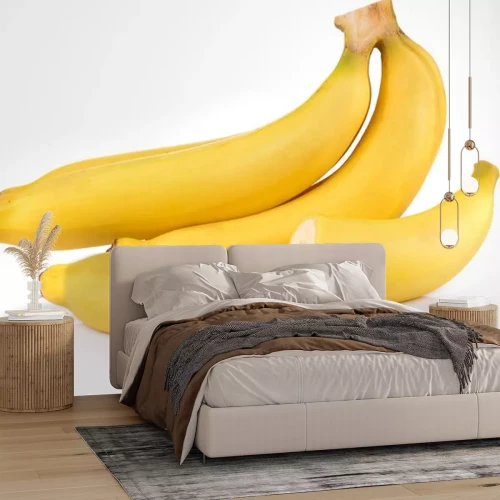 Sticker Bananen auf weißem Hintergrund ganz und geschnitten