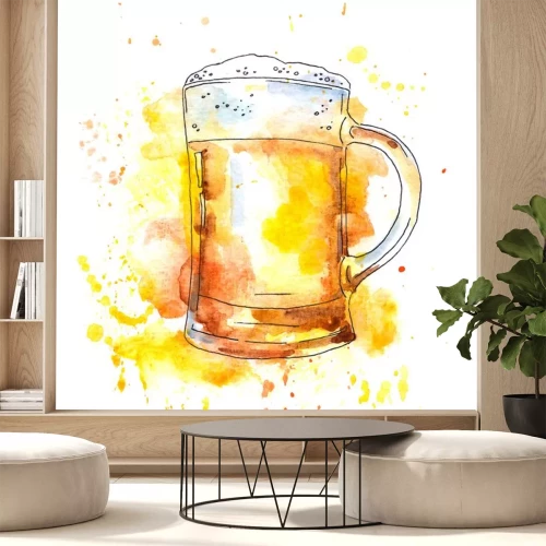 Sticker Ein Krug Bier mit Schaum Aquarellzeichnung