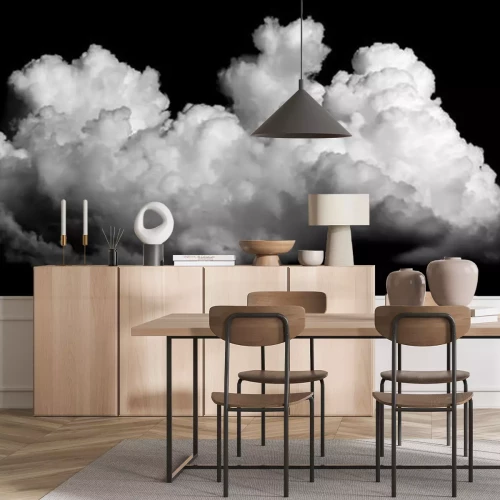 Sticker Weiße Wolken auf schwarzem Hintergrund