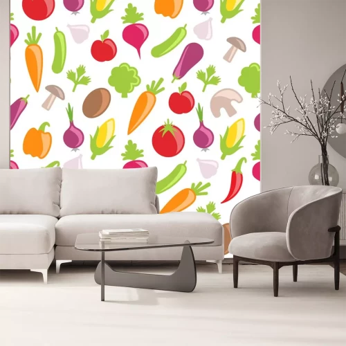 Sticker Gemüse und Pilze in verschiedenen Farben