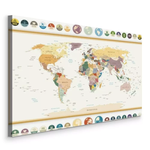 Bild Englische Weltkarte mit Symbolen