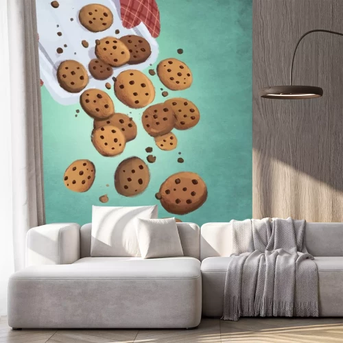 Sticker Schokoladenkekse von einem Tablett fallend