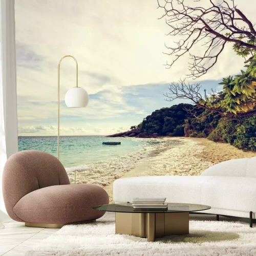 Fototapete Schmaler Strand am Meer Vintage