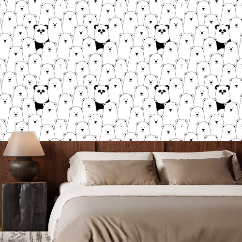 Tapete Vektor nahtlose Muster mit weißen Eisbären und Panda