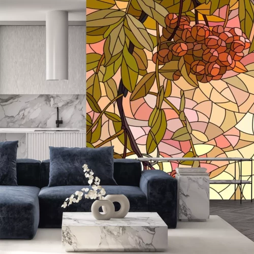 Sticker Vektor-Illustration Mosaik von roten Eberesche.