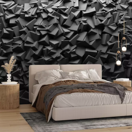 Fototapete Schwarzer geometrischer Hintergrund mit 3D-Effekt