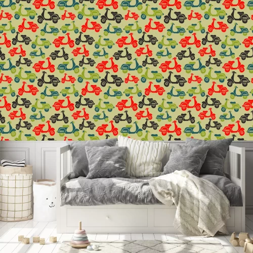 Tapete Nahtloses Muster mit Vintage-Scooter.