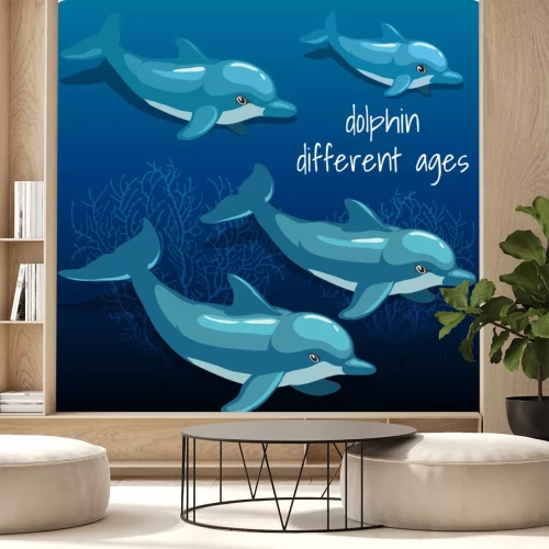 Sticker Vier Delfine im Ozean