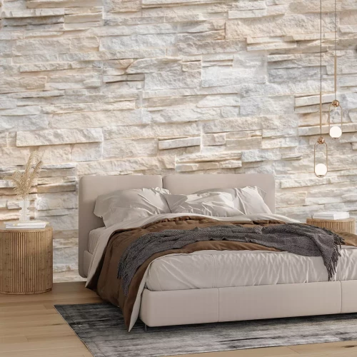 Fototapete Weiße und beige Wandstruktur