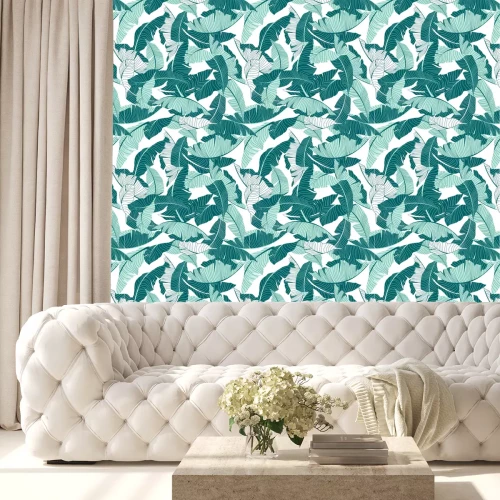 Tapete Türkisfarbene Blätter