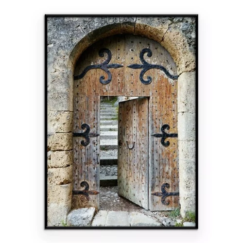 Poster Ajar old wooden door