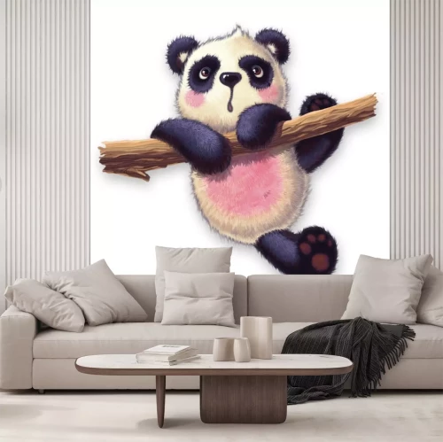 Sticker Pandabär hält sich an einem Ast fest