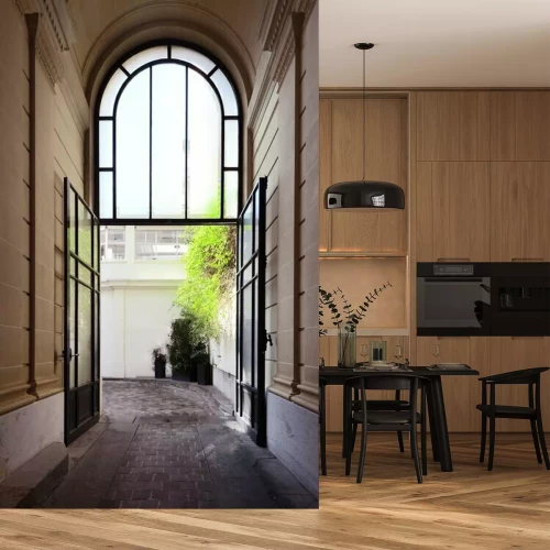 Fototapete Gasse zwischen wohnhäusern