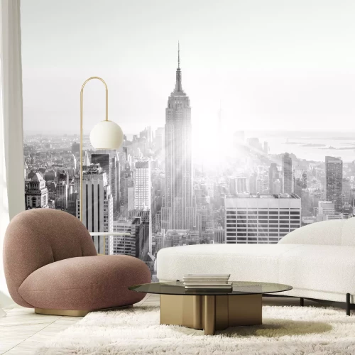 Fototapete Schwarzweißaufnahme der Skyline von New York