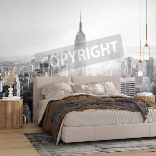 Fototapete Schwarzweißaufnahme der Skyline von New York