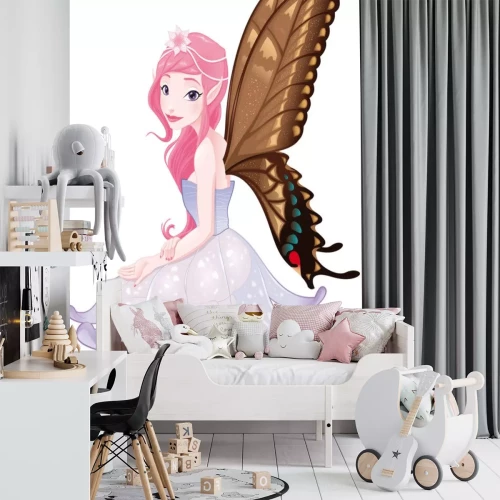 Sticker Junge Fee. Vektor isoliert Charakter.