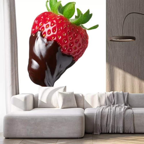Sticker Erdbeere mit heruntertropfender Schokolade