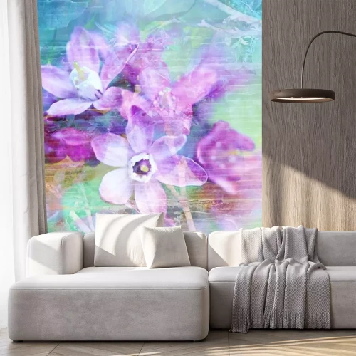 Sticker Blumen auf einem Retro-Foto