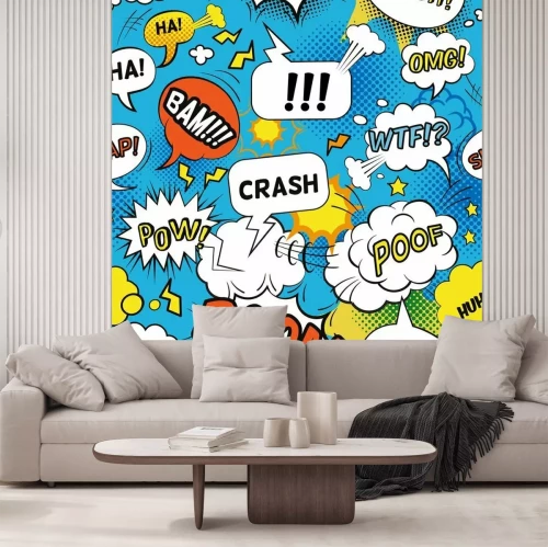 Fototapete Wolken mit Comic-Schriftzügen