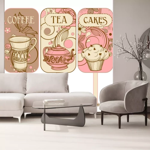 Sticker Kaffee, Tee und Kuchen Etiketten